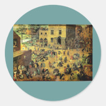 Les "jeux des enfants" de Pieter Bruegel - 1560 Autocollant Rond