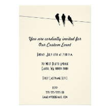Les merles silhouettent sur le fil cartons d'invitation