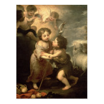 Les nourrissons le Christ et Jean-Baptist Carte Postale