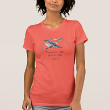 Les oiseaux bleus choisissent heureusement pour to t-shirt