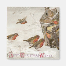 Les oiseaux trouvent l'abri dans Noël de cru de la Magnets Pour Réfrigérateur