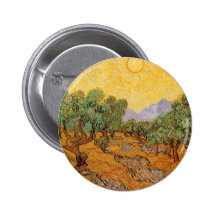 Les oliviers jaunissent le ciel Sun, Van Gogh, art Badges Avec Agrafe