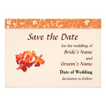 Les orchidées oranges font gagner la date faire-part personnalisables