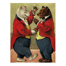 Les ours victoriens vintages de danse font gagner  cartes postales