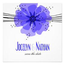 Les pavots de poivre sauvent le bleu de date invitations personnalisées