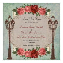 Les réverbères et les roses italiens vintages font invitation