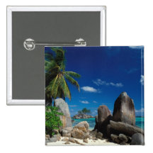 Les Seychelles, île de Mahe, plage d'Anse Royale Badges