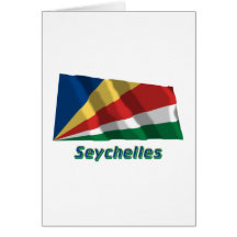 Les Seychelles ondulant le drapeau avec le nom Carte De Vœux