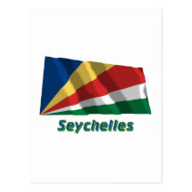 Les Seychelles ondulant le drapeau avec le nom Carte Postale