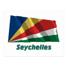 Les Seychelles ondulant le drapeau avec le nom Carte Postale