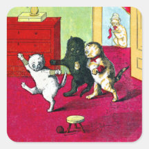 Les trois petits chatons sticker carré
