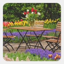 Les tulipes de la table dans le jardin, Keukenhof  Autocollants Carrés