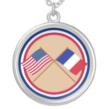 Les USA et drapeaux croisés par France Collier Personnalisé