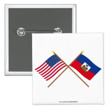 Les USA et drapeaux croisés par Haïti Pin's Avec Agrafe
