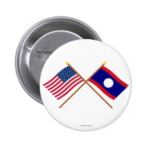 Les USA et drapeaux croisés par Laotiens Badge