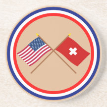 Les USA et drapeaux croisés par Suisse Dessous De Verres