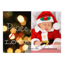 Les vacances allument le carte photo d'amour de jo invitations personnalisables