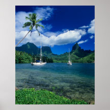 Les yachts privés ancrés dans Opunohu aboient sur Posters