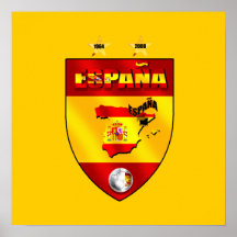L'Espagne 1964 2008 boucliers d'emblème de footbal Affiche