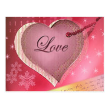 Lettre d'amour rose de coeur cartes postales