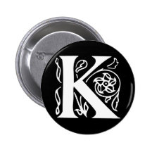 Lettre de fantaisie K Badge Avec Épingle