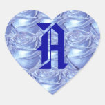 Lettre de monogramme un autocollant bleu de roses