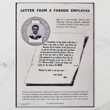 Lettre d'un ancien employé prospectus avec motif