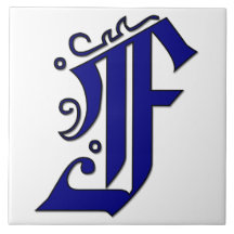 Lettre F de Colchester dans la tuile bleue de mono Carreau En Céramique