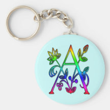LETTRE FLORALE COLORÉE A DE MONOGRAMME PORTE-CLEFS