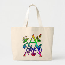 LETTRE FLORALE COLORÉE A DE MONOGRAMME SACS EN TOILE