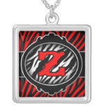 lettre initiale Z de zèbre rouge mauvais Pendentif