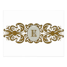 Lettre mise en rouleau fleurie de monogramme carte postale