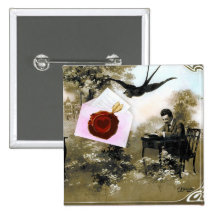 LETTRE ROMANTIQUE DE VALENTINE, JOINT ROUGE DE CIR PIN'S