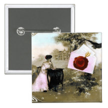 LETTRE ROMANTIQUE DE VALENTINE, JOINT ROUGE DE CIR BADGES AVEC AGRAFE