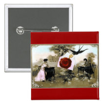 LETTRE ROMANTIQUE DE VALENTINE, JOINT ROUGE DE CIR PIN'S AVEC AGRAFE