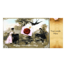 LETTRE ROMANTIQUE DE VALENTINE, PARCHEMIN ROUGE DE CARTES DE VŒUX AVEC PHOTO