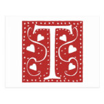 Lettre T de coeurs de mariage Cartes Postales