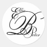 Lettres et noms du monogramme trois épousant l'aut