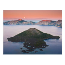 Lever de la lune de lac crater carte postale