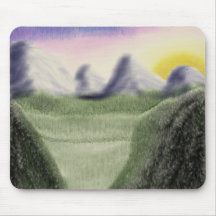 Lever de soleil de vallée dans l'aquarelle tapis de souris