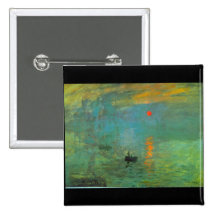 Lever de soleil par Claude Monet Badge Avec Épingle