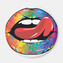 Lèvres de Fleur De Rainbow Licking Aimants