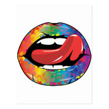 Lèvres de Fleur De Rainbow Licking Cartes Postales