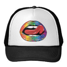 Lèvres de Fleur De Rainbow Licking Casquettes De Camionneur