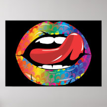 Lèvres de Fleur De Rainbow Licking Posters