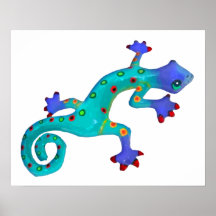 Lézard coloré fou affiche