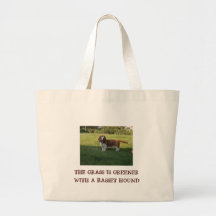 L'HERBE EST PLUS VERTE AVEC BASSET HOUND. SACS EN TOILE