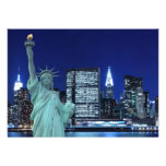 L'horizon de New York City la nuit s'allume, homme Bristols Personnalisés