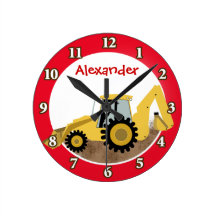 L'horloge de pelle rétro de construction (rouge) a
