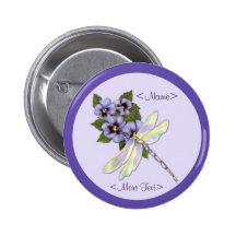 Libellule et pensées pin's avec agrafe
